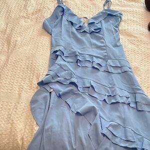 Light Blue Ruffle Slip Dress - Unbranded